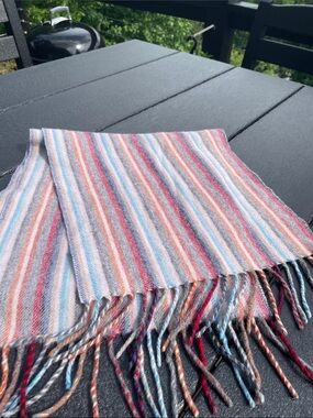 Striped Multicolor Fringe Scarf - Lightweight Women's Wrap